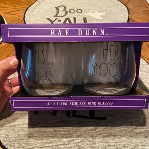 Rae Dunn stemless wine glasses